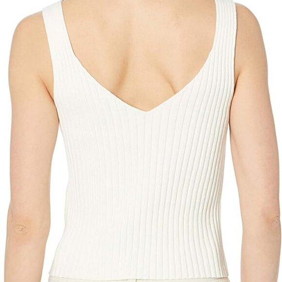 Club Monaco Size M Off White / Ivory Knit Sweater Tank with Resin Ring Accents - Picture 12 of 12